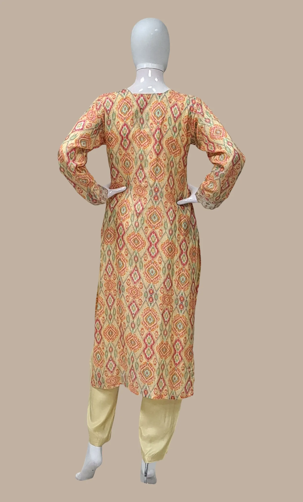 Soft Beige Printed Punjabi