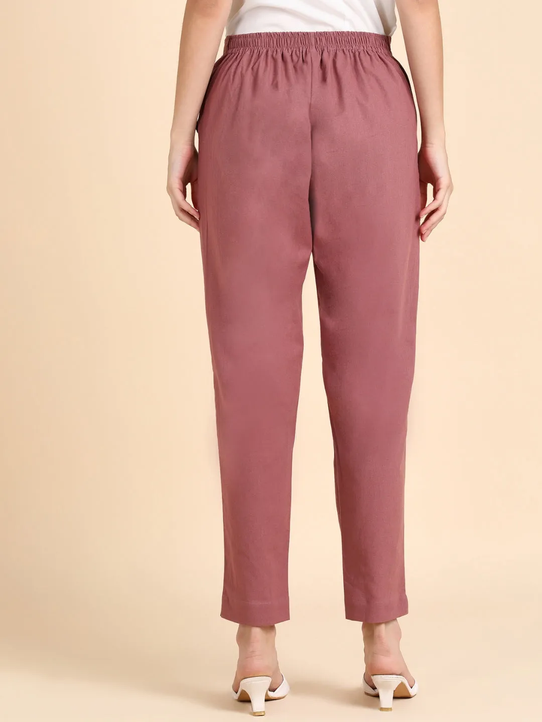 Soft Cotton Solid Color Pant - Rose Pink