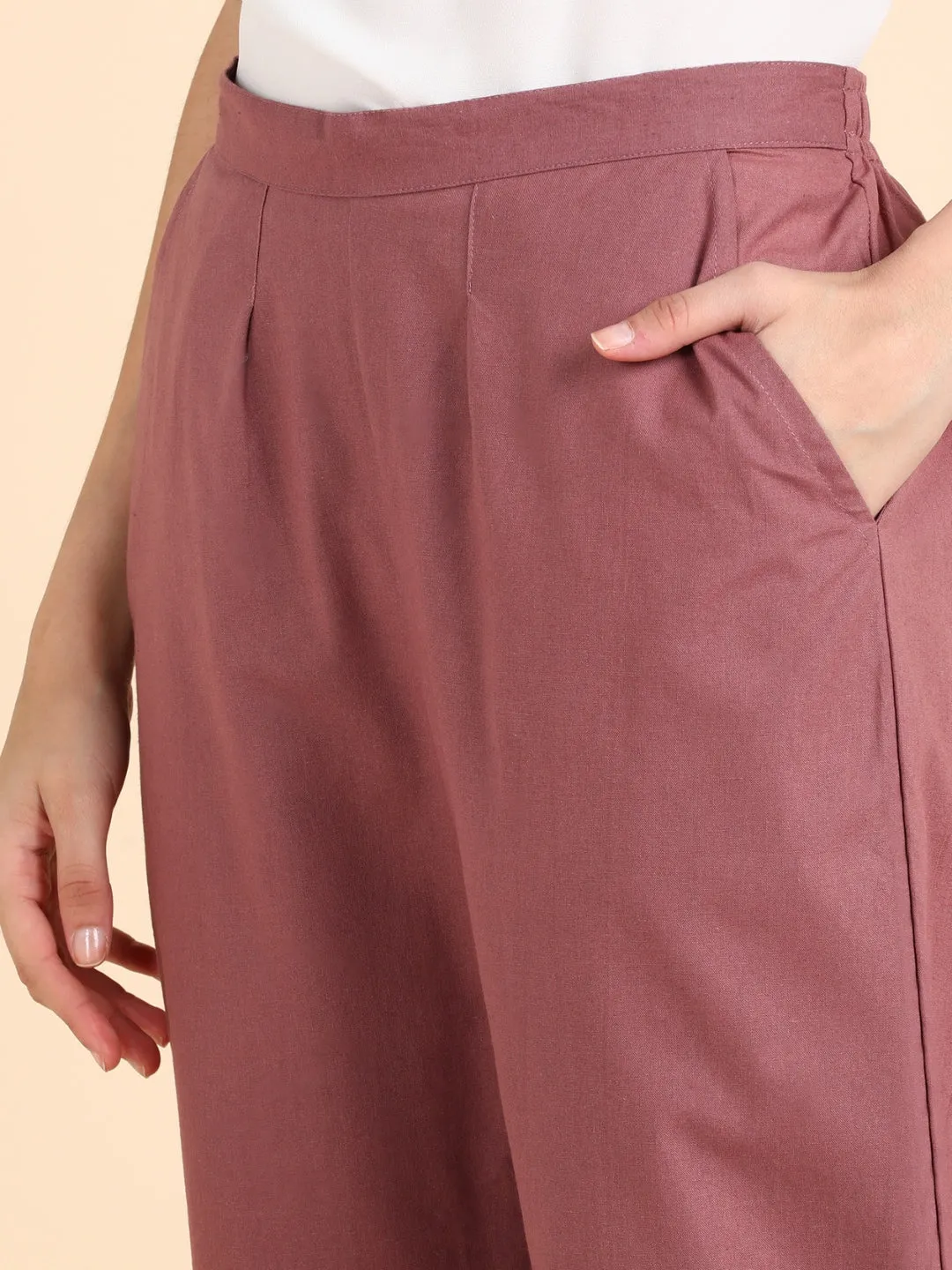 Soft Cotton Solid Color Pant - Rose Pink