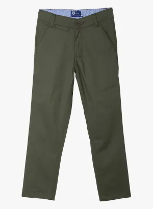 Stylish Cotton Olive Solid Formal Trouser For Boys