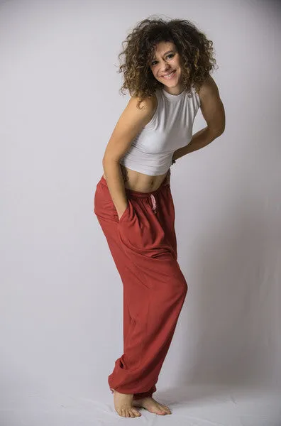 The Best Super Soft Cotton Yoga Pants Ever Elastic Waist Red