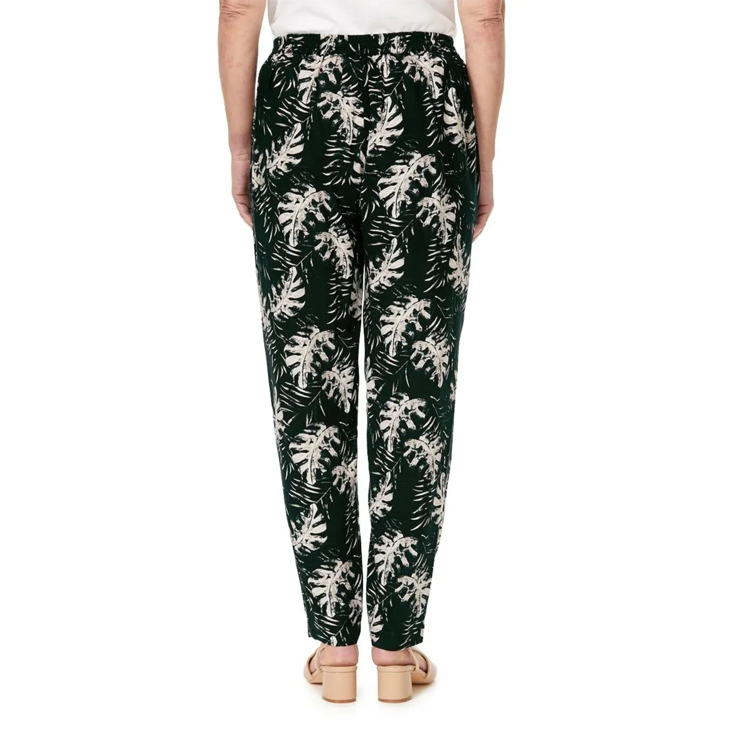 TIGI 18/20 Black Monstrera Leaf All Over Print Trouser