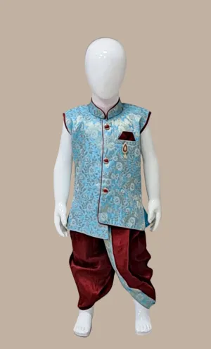 Toddlers Soft Blue Dhoti Set