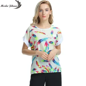 Women Blouses Shirts Chiffon Feminina Top Tee Short Shirt Woman Clothing Blusa Camisa Summer Tops Shirt Floral Fashion