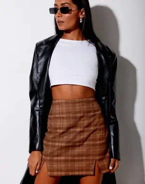 Zila Mini Skirt in Brown Check